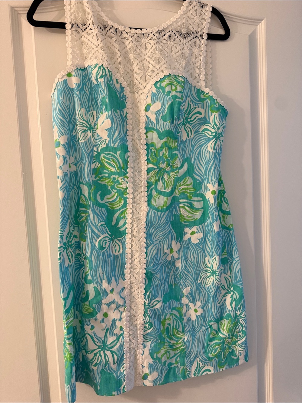 Lilly Pulitzer Turquoise, Aqua & White Floral Lace-Top Sundress